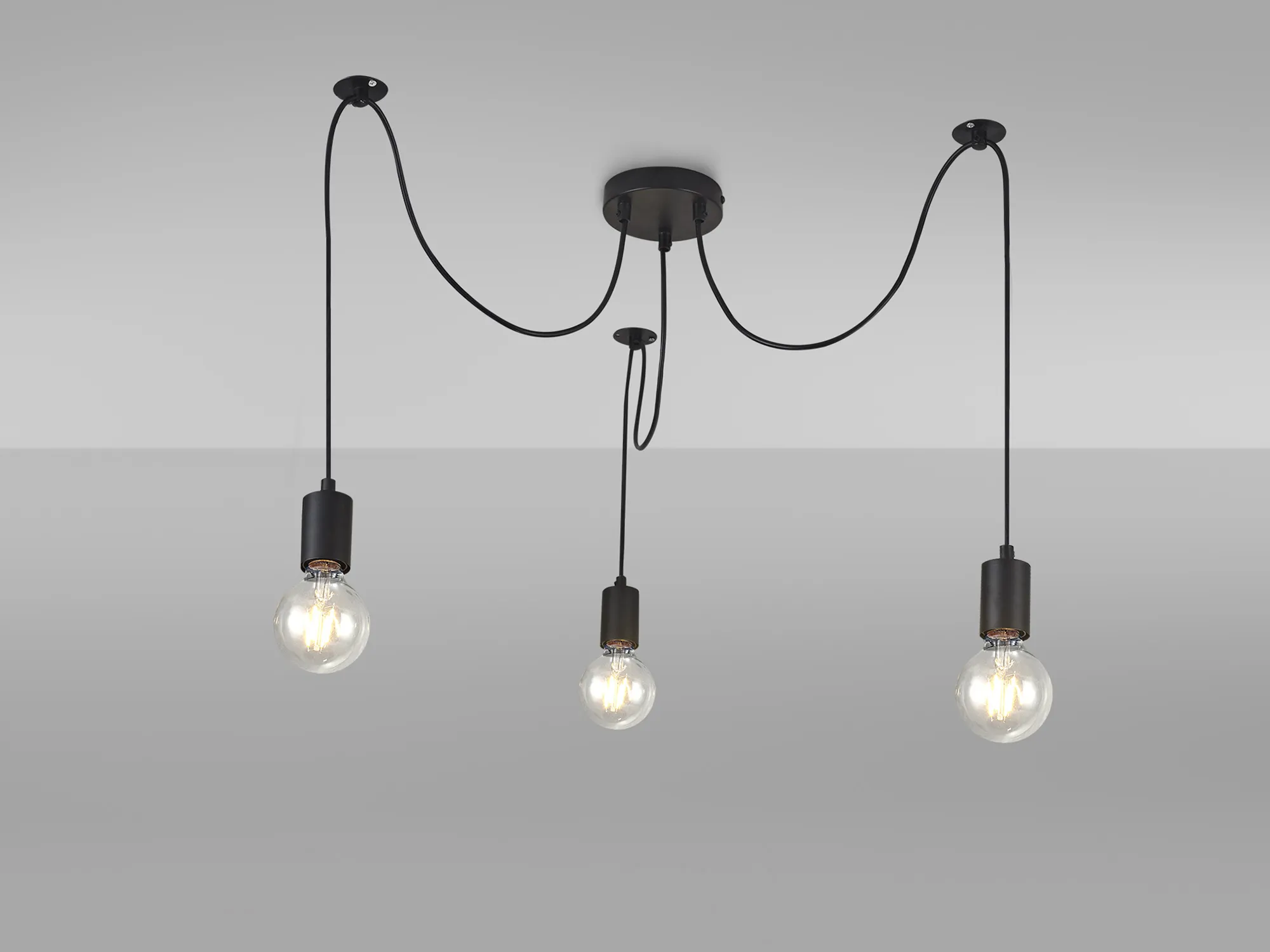 Dreifa 2m Spider/Multiple Pendant, 3 x E27, Black D0630  Deco Dreifa Pendant